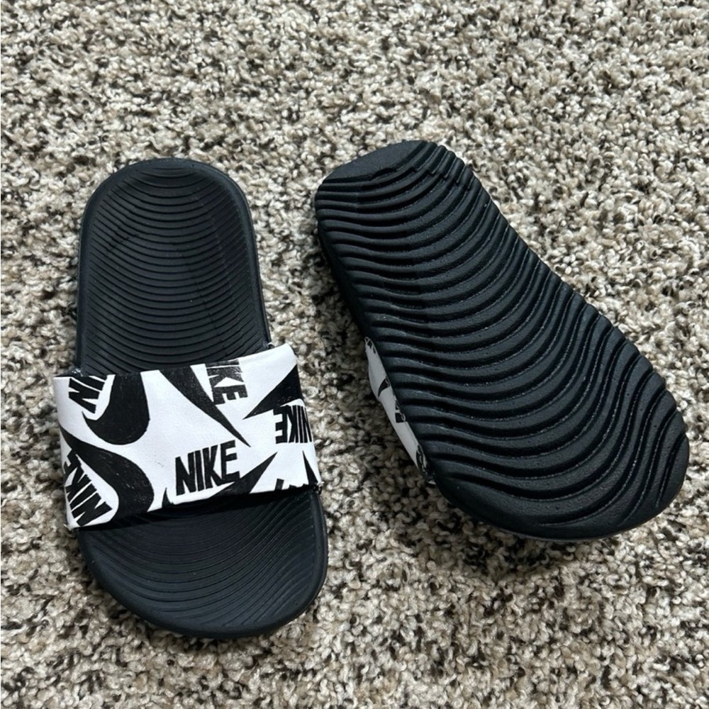 Nike Black and White Slide Sandals